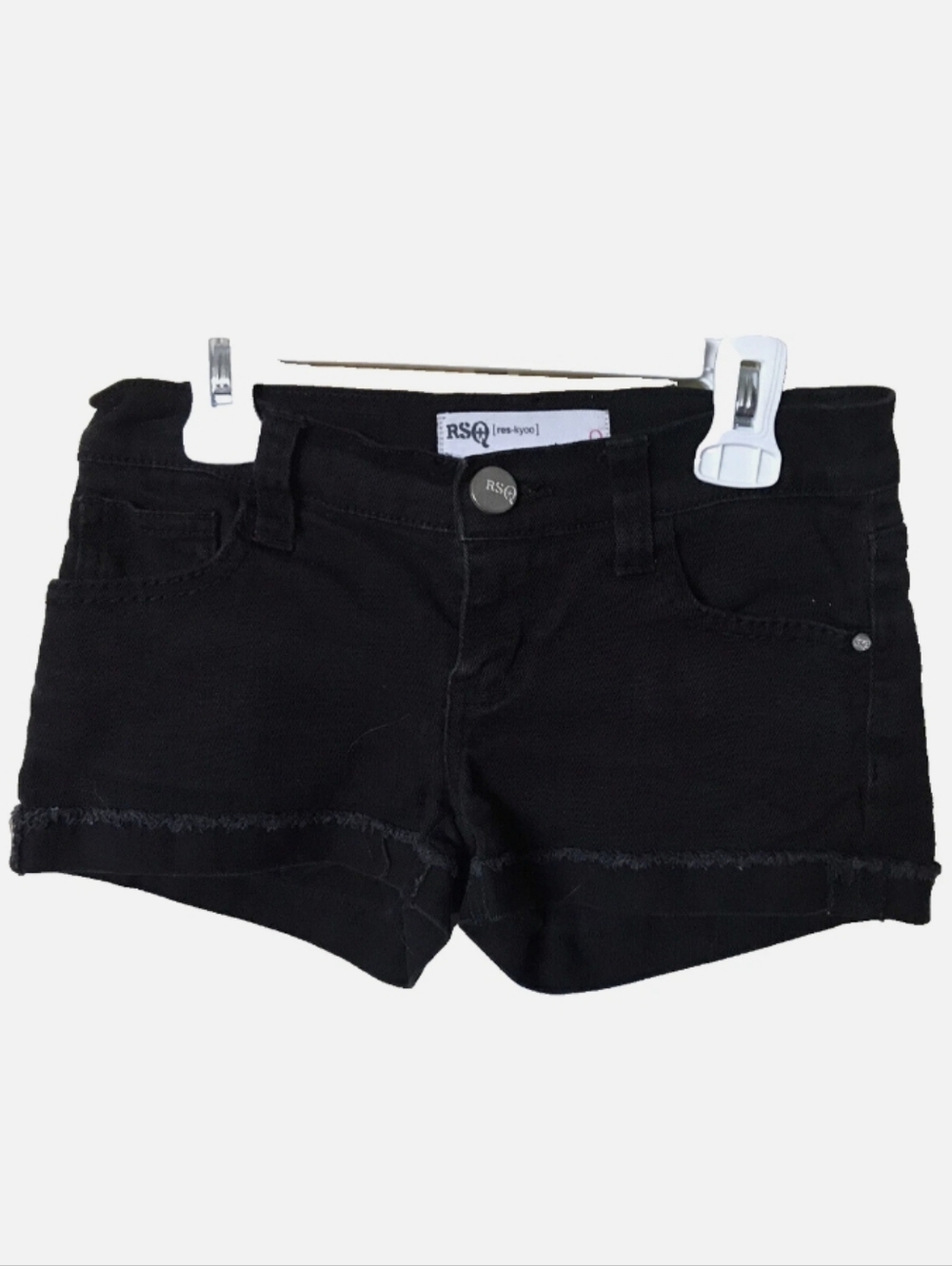 RSQ Black Girls' Frayed Hem Denim Shorts